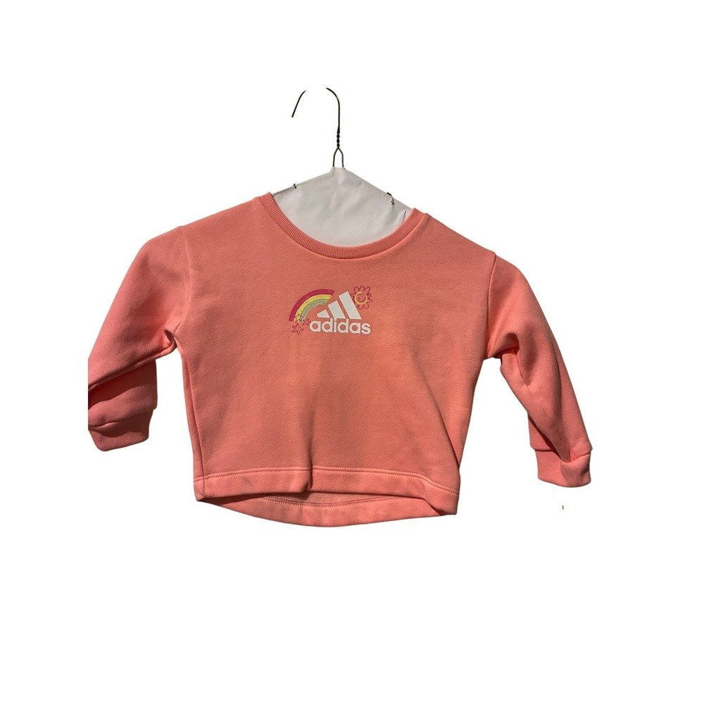 Adidas Baby Girls Pink Rainbow Logo Sweatshirt &‎ Navy Jogger Pants Set 12M